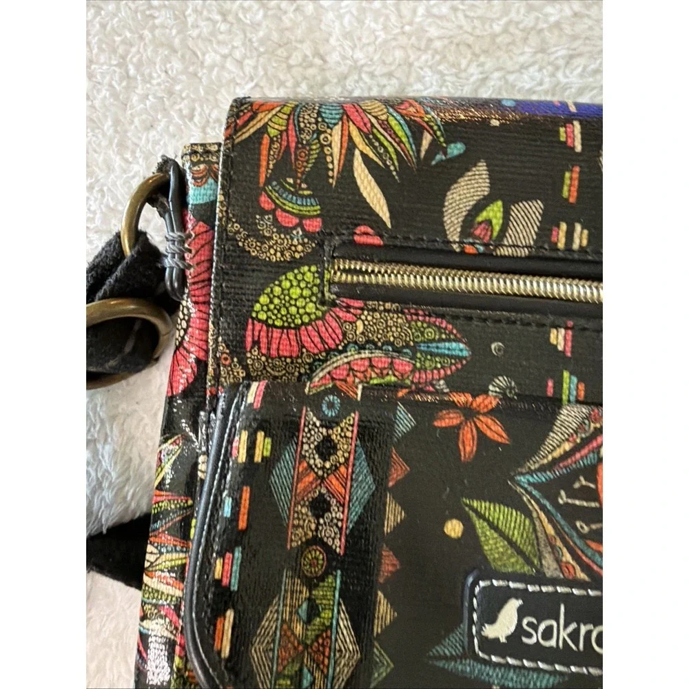 Sak Roots Purse Crossbody Bag Coated Eco Twill Floral Print Multicolored